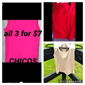 CHICOS set of 3 tanks all size O